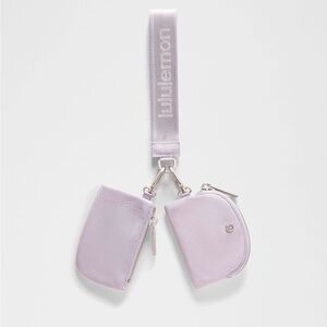 NWT Lululemon Dual Pouch Wristlet Metallic Wordmark Faint Lavender